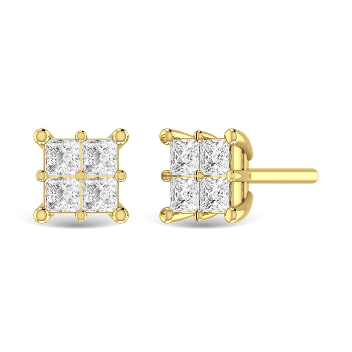 Diamond 1/4 Ct.Tw. Princess Cut Fashion Earrings in 14K Yellow Gold