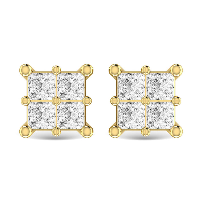 Diamond 1/4 Ct.Tw. Princess Cut Fashion Earrings in 14K Yellow Gold