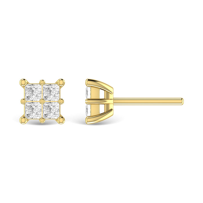 Diamond 1/4 Ct.Tw. Princess Cut Fashion Earrings in 14K Yellow Gold