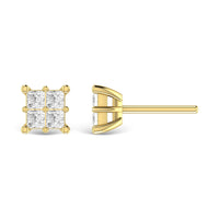 Thumbnail for Diamond 1 Ct.Tw. Princess Cut Fashion Earrings in 14K Yellow Gold