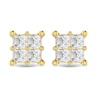 Thumbnail for Diamond 3/4 Ct.Tw. Princess Cut Fashion Earrings in 14K Yellow Gold