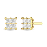 Thumbnail for Diamond 1/6 Ct.Tw. Princess Cut Fashion Earrings in 14K Yellow Gold