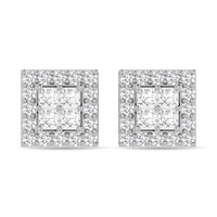 Thumbnail for Diamond 3/4 Ct.Tw. Round and Princess Fashion Earrings in 14K White Gold