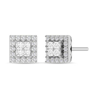 Thumbnail for Diamond 1/3 Ct.Tw. Round and Princess Fashion Earrings in 14K White Gold