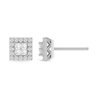 Thumbnail for Diamond 1/3 Ct.Tw. Round and Princess Fashion Earrings in 14K White Gold