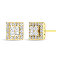 Thumbnail for Diamond 1/2 Ct.Tw. Round and Princess Fashion Earrings in 14K Yellow Gold