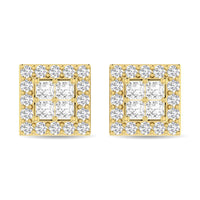Thumbnail for Diamond 3/4 Ct.Tw. Round and Princess Fashion Earrings in 14K Yellow Gold