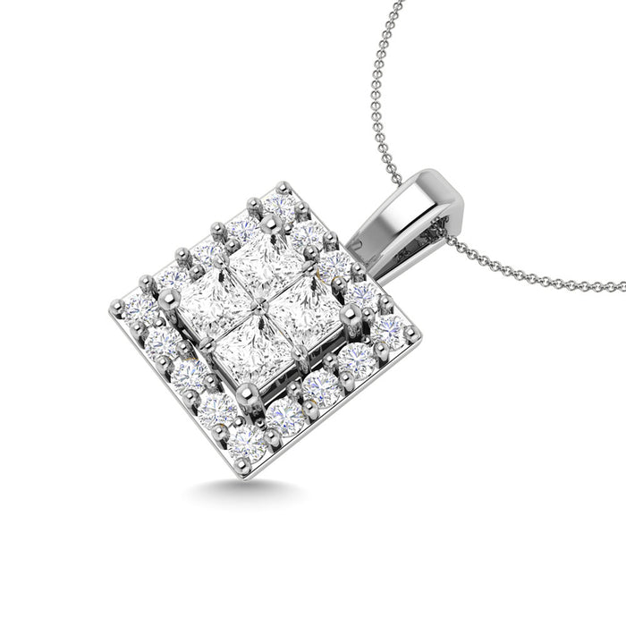 Diamond 1/3 Ct.Tw. Round and Princess Fashion Pendant in 14K White Gold