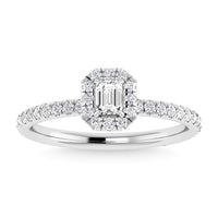 Thumbnail for Diamond 3/4 Ct.Tw. Center Emerald Engagement Ring in 10K White Gold