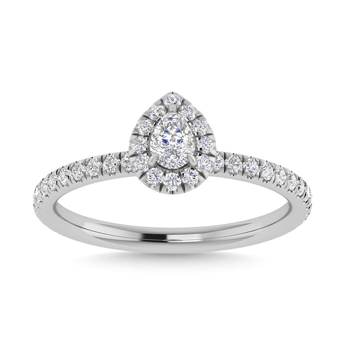 Diamond 3/4 Ct.Tw. Pear Cut Engagement Ring in 14K White Gold