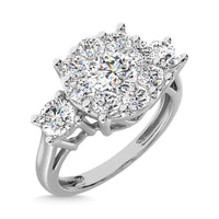 Thumbnail for Diamond 1 ct tw Heart Three Stone Ring in 14K White Gold