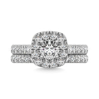 Thumbnail for Diamond 2 ct tw Cushion Halo Bridal Ring in 14K White Gold