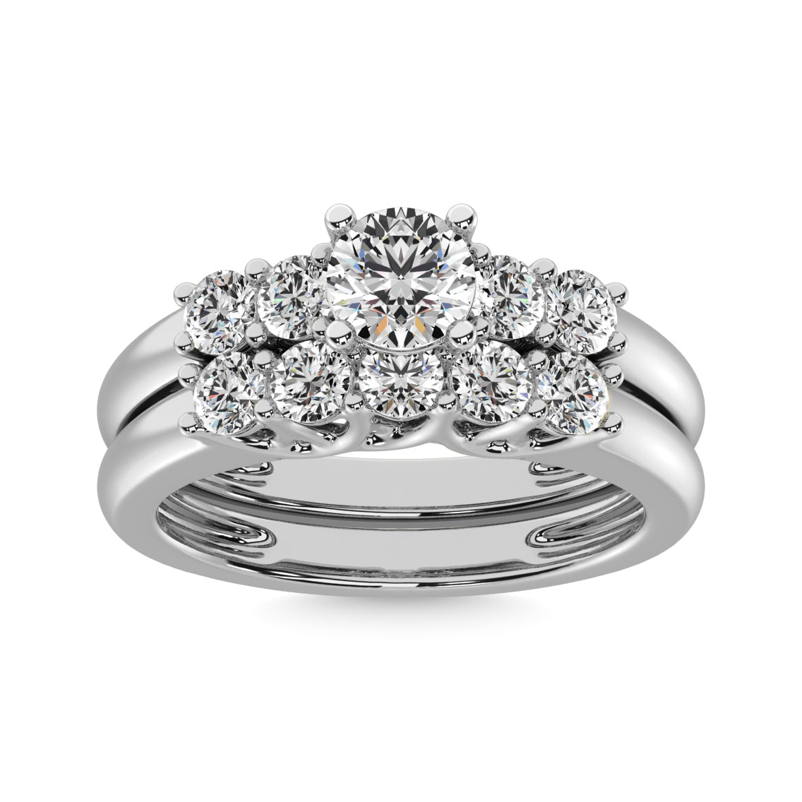Diamond 1 1/2 ct tw Round Cut Bridal Ring in 14K White Gold