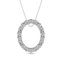 Thumbnail for Diamond 1 1/2 ct tw Oval Shape Pendant in 14K White Gold