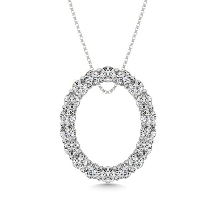 Diamond 1 1/2 ct tw Oval Shape Pendant in 14K White Gold