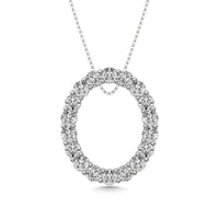 Thumbnail for Diamond 1 ct tw Oval Shape Pendant in 14K White Gold