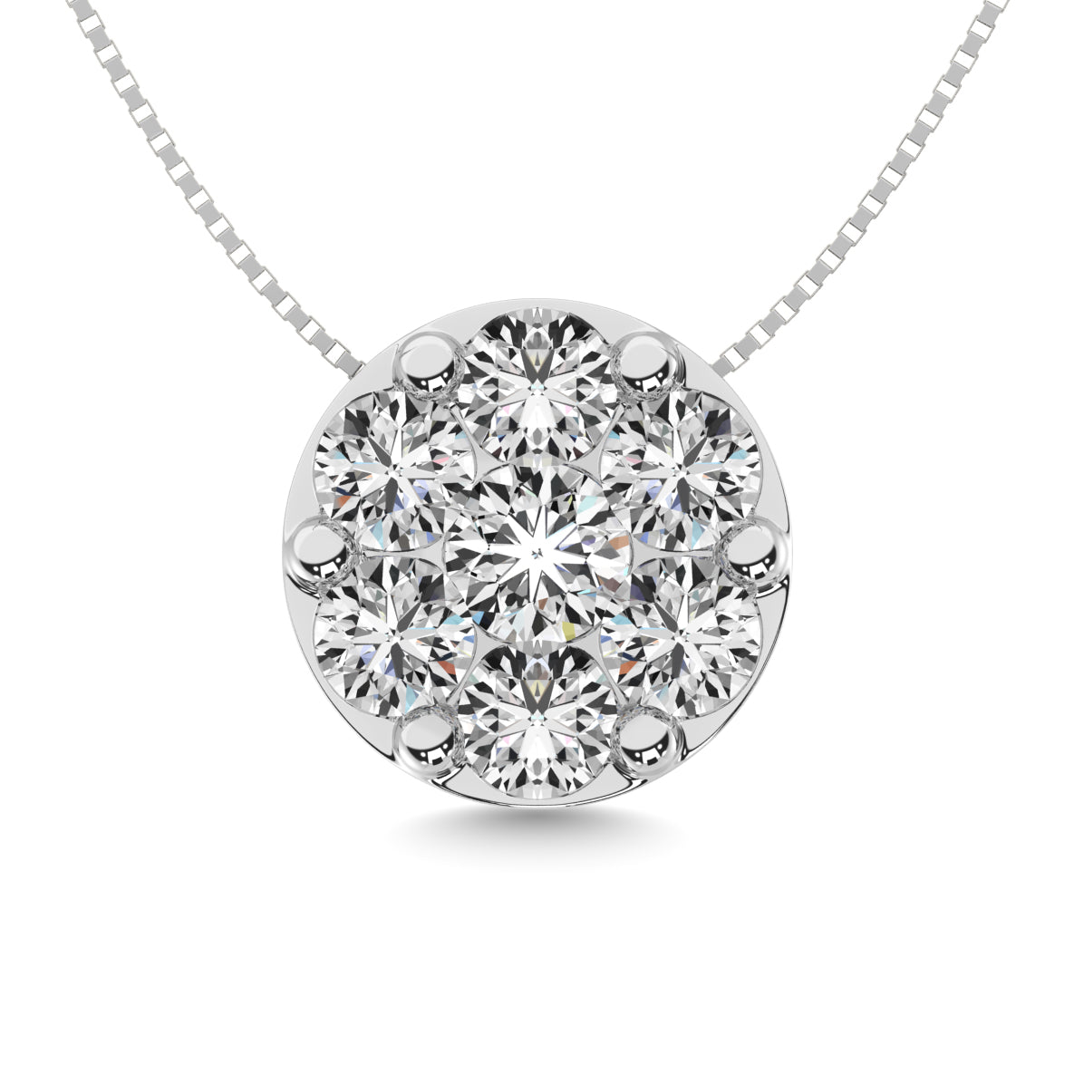 Diamond 1 ct tw Round Pendant in 14K White Gold