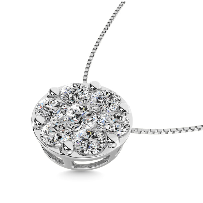 Diamond 1 ct tw Round Pendant in 14K White Gold