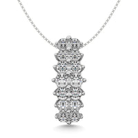Thumbnail for Diamond 1 ct tw Round Cut Pyramid Pendant in 14K White Gold