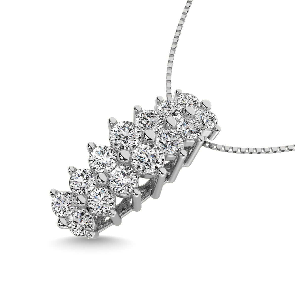 Diamond 1 ct tw Round Cut Pyramid Pendant in 14K White Gold