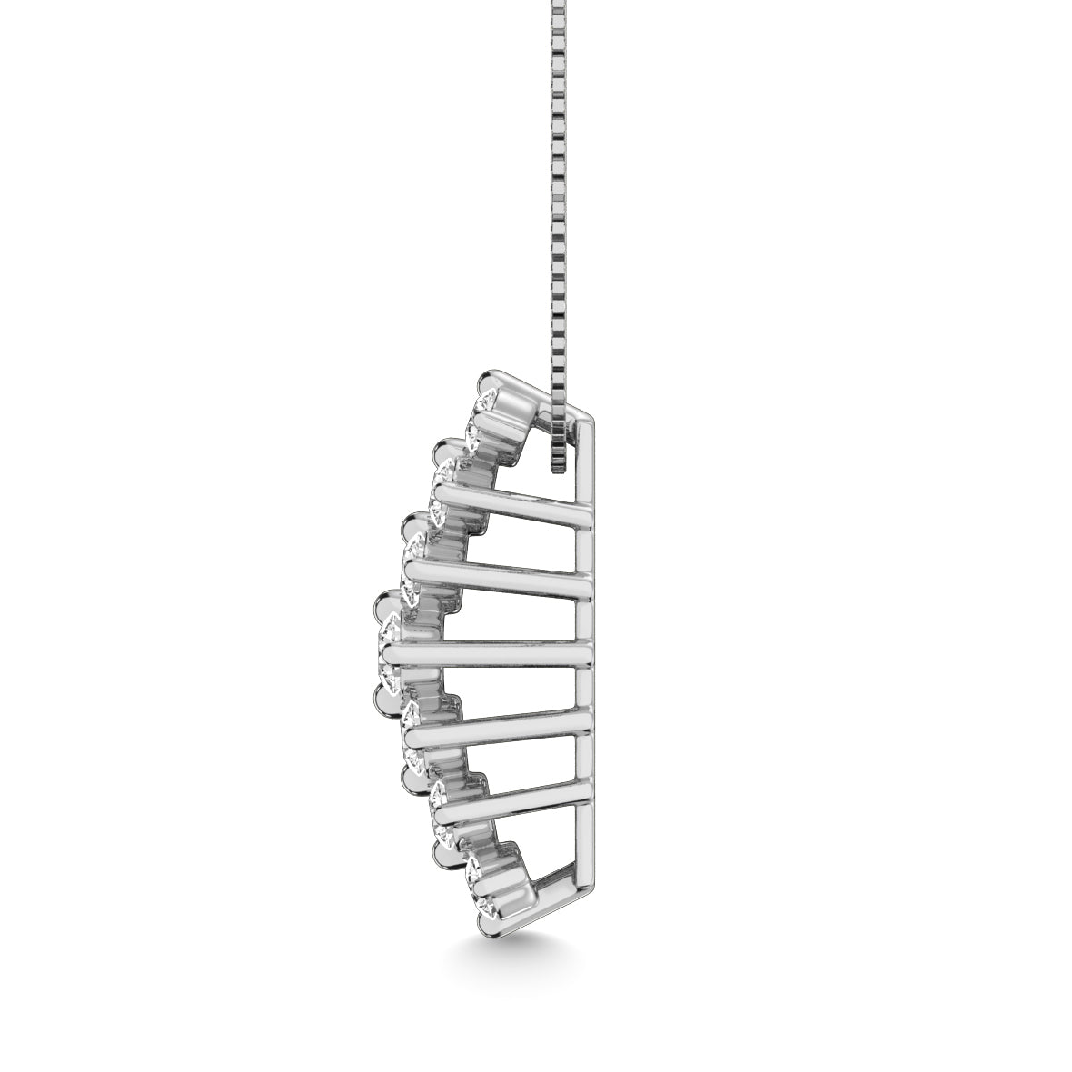Diamond 1 1/2 ct tw Round Cut Pyramid Pendant in 14K White Gold