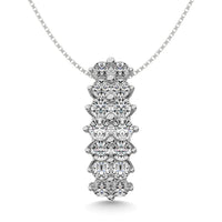Thumbnail for Diamond 2 ct tw Round Cut Pyramid Pendant in 14K White Gold