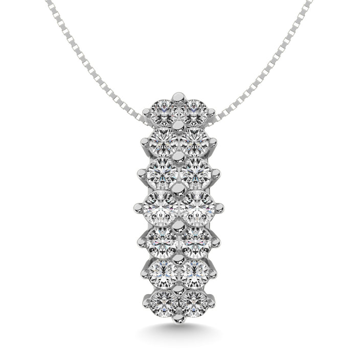 Diamond 2 ct tw Round Cut Pyramid Pendant in 14K White Gold