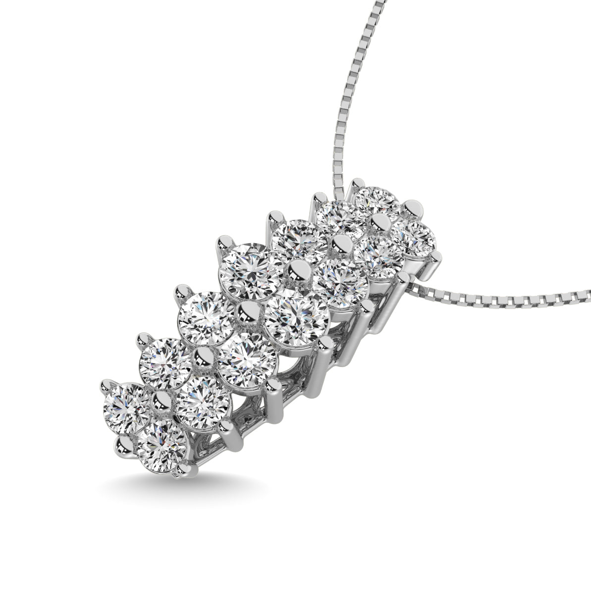 Diamond 2 ct tw Round Cut Pyramid Pendant in 14K White Gold