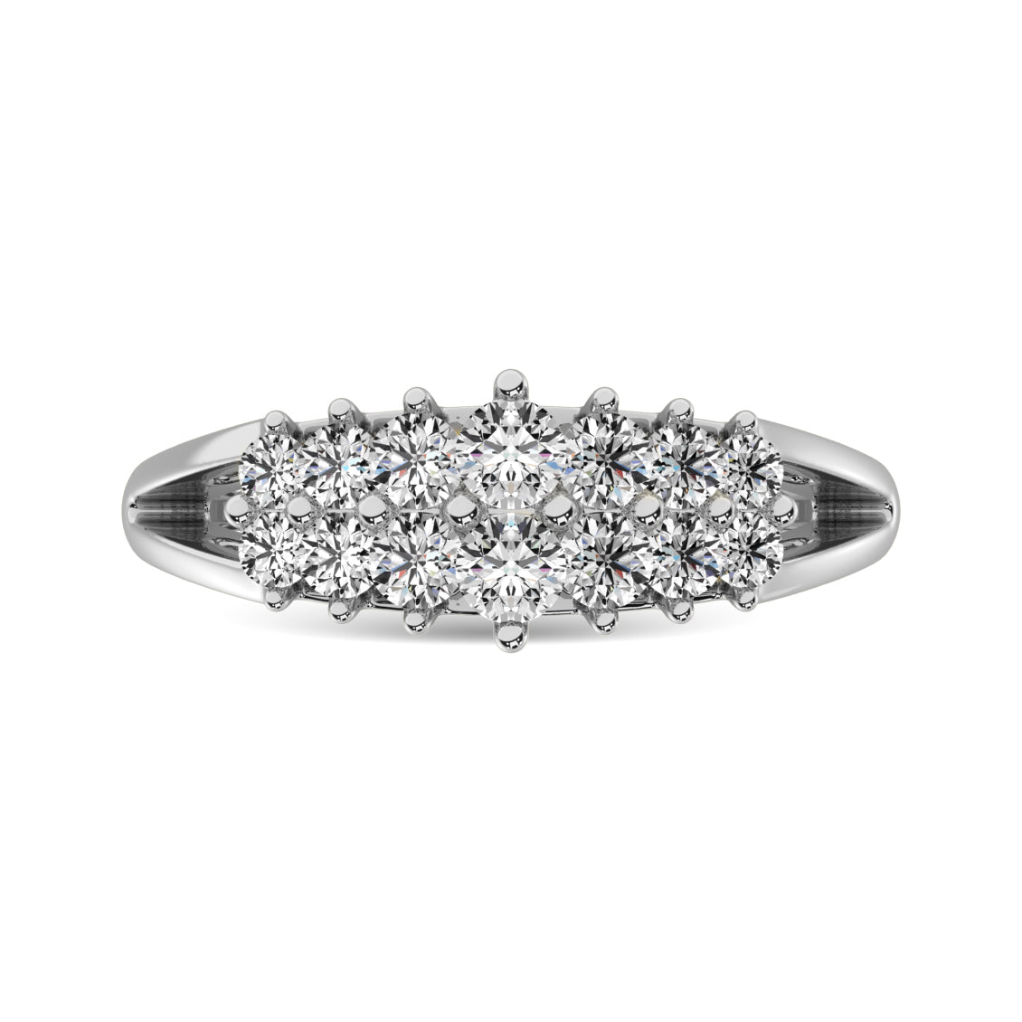 Diamond 1 ct tw Round Cut Pyramid Ring in 14K White Gold
