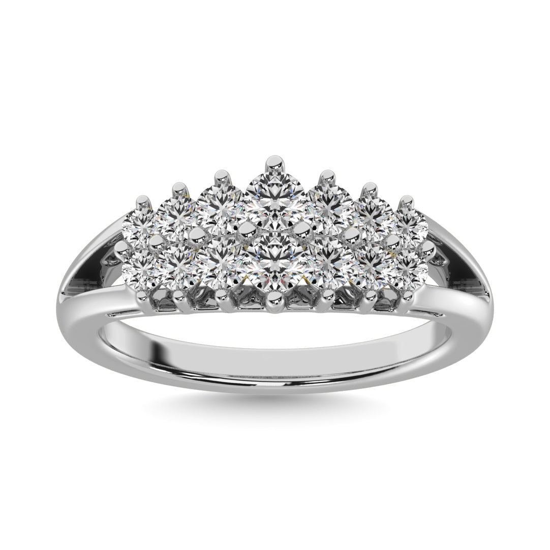 Diamond 1 1/2 ct tw Round Cut Pyramid Ring in 14K White Gold