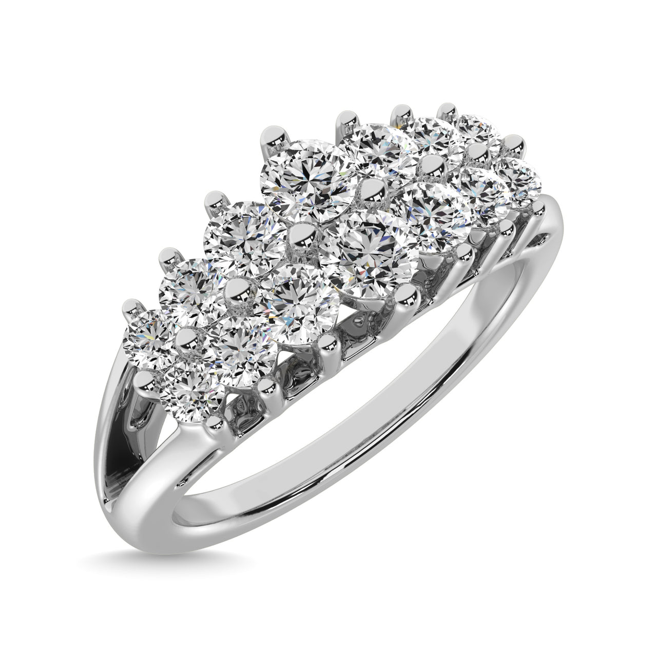 Diamond 1 1/2 ct tw Round Cut Pyramid Ring in 14K White Gold
