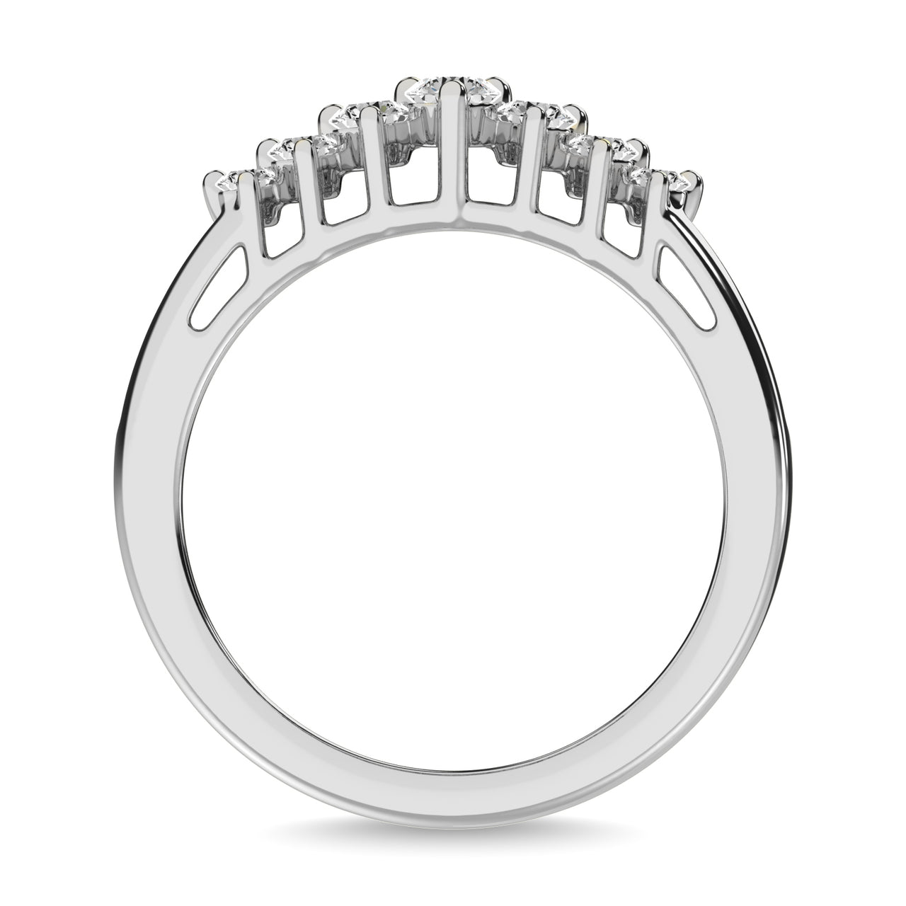 Diamond 1 1/2 ct tw Round Cut Pyramid Ring in 14K White Gold