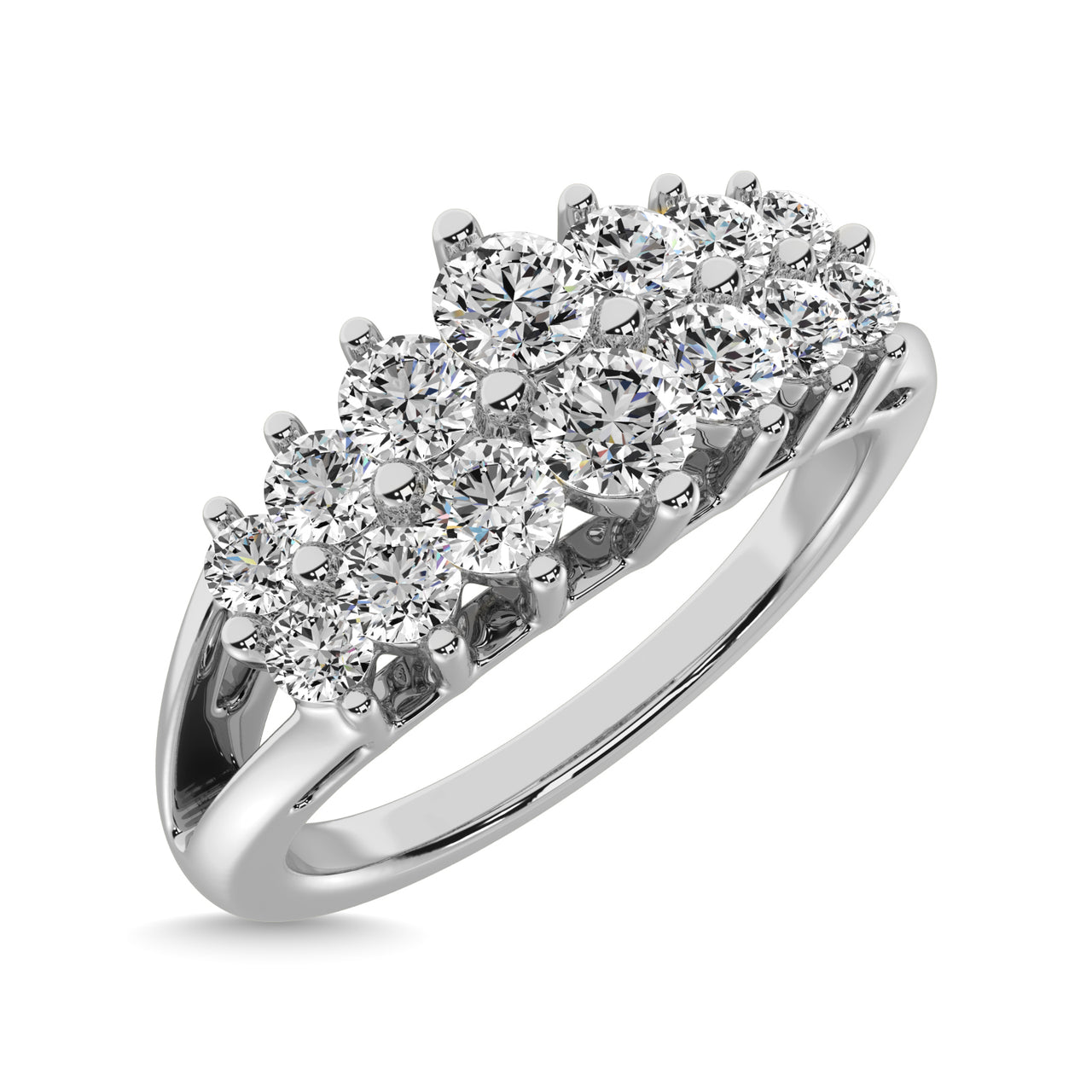 Diamond 1/2 ct tw Round Cut Pyramid Ring in 14K White Gold