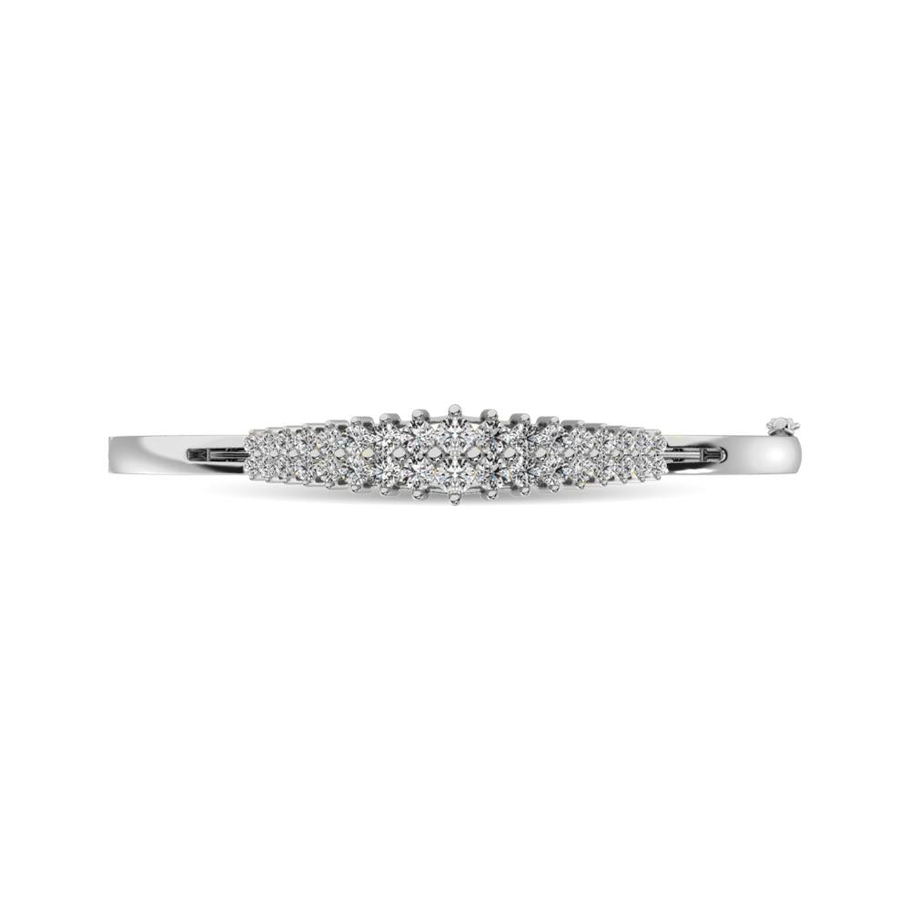 Diamond 3 ct tw Round Cut Pyramid Bangle in 14K White Gold