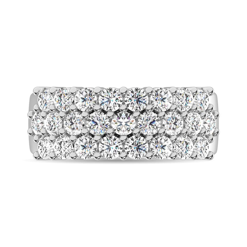 Diamond 2 ct tw Round Cut Three Row Ring in 14K White Gold