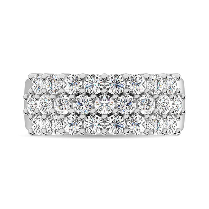 Diamond 2 ct tw Round Cut Three Row Ring in 14K White Gold