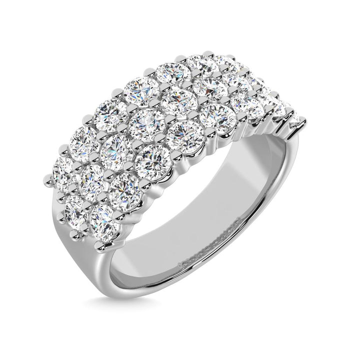 Diamond 2 ct tw Round Cut Three Row Ring in 14K White Gold