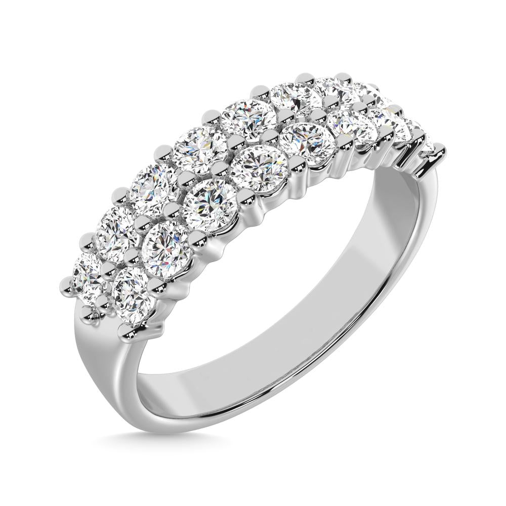 Diamond 1 1/2 ct tw Round Cut Two Row Ring in 14K White Gold
