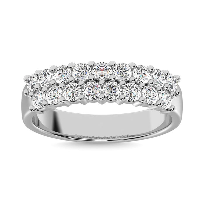Diamond 1 1/2 ct tw Round Cut Two Row Ring in 14K White Gold
