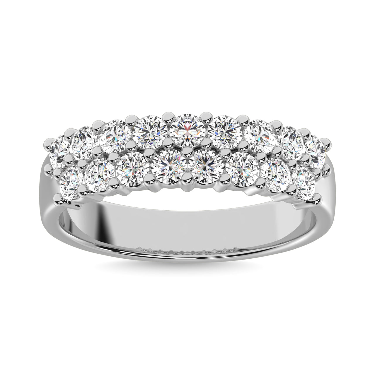 Diamond 1/2 ct tw Round Cut Two Row Ring in 14K White Gold