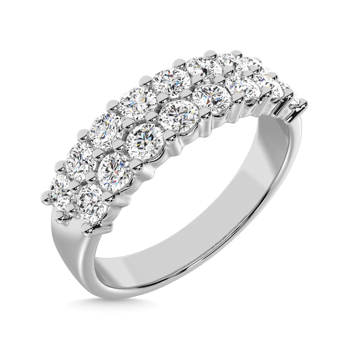 Diamond 1/2 ct tw Round Cut Two Row Ring in 14K White Gold