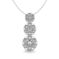 Thumbnail for Diamond 2 ct tw Three Stone Flower Pendant in 14K White Gold