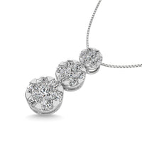 Thumbnail for Diamond 2 ct tw Three Stone Flower Pendant in 14K White Gold