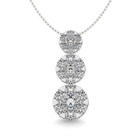 Thumbnail for Diamond 1 ct tw Three Stone Flower Pendant in 14K White Gold
