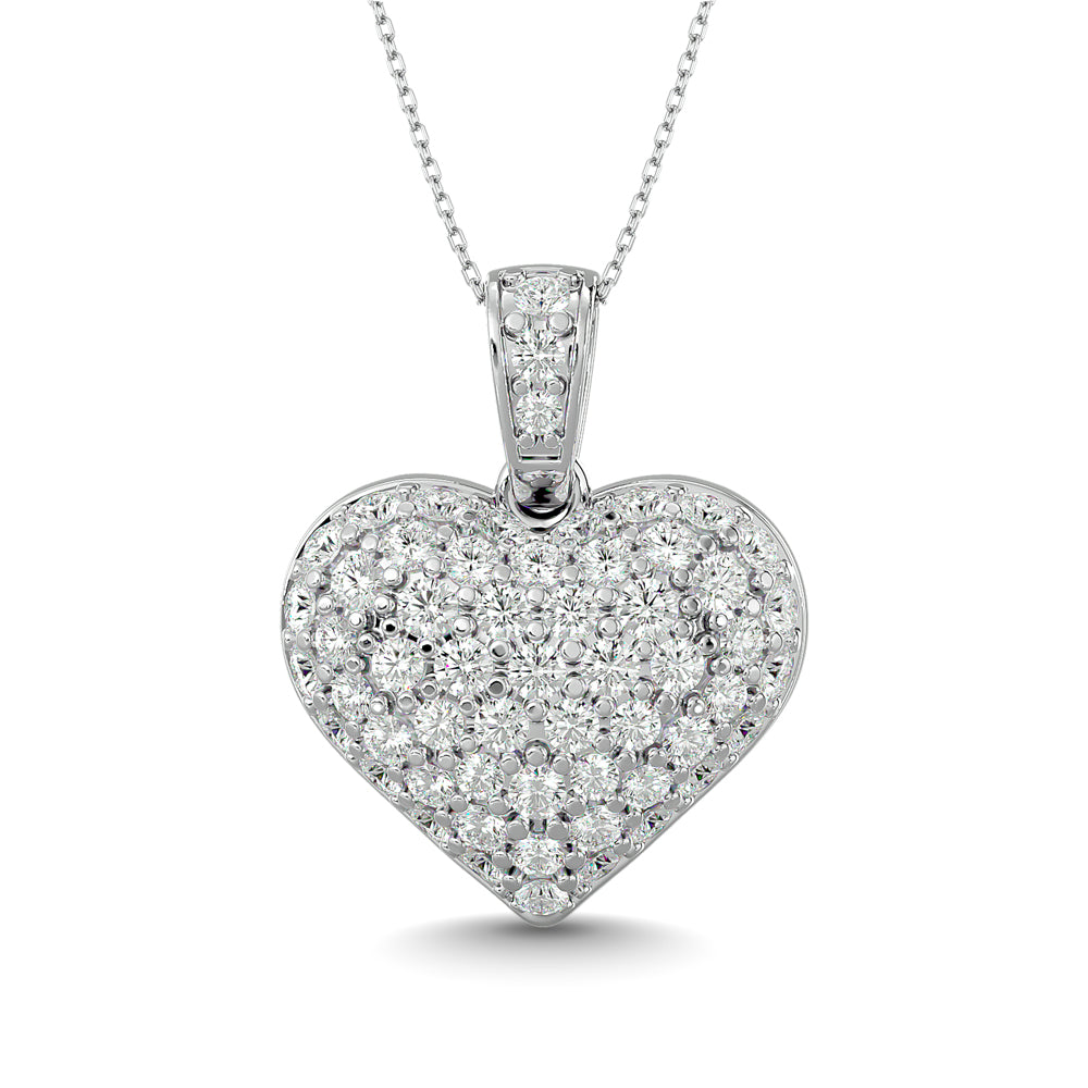 Diamond 2 ct tw Heart Pendant in 10K White Gold