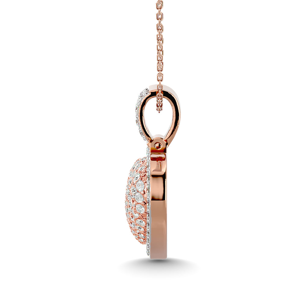 Diamond 2 ct tw Heart Pendant in 10K Pink Gold With White Gold Touch