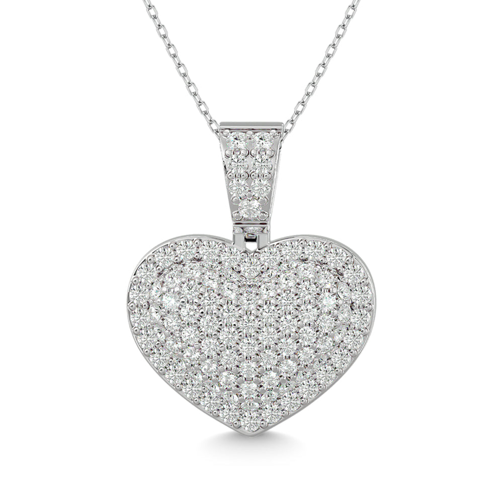 Diamond 2 ct tw Heart Pendant in 10K White Gold