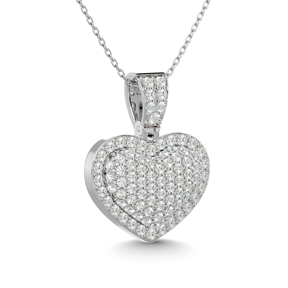 Diamond 2 ct tw Heart Pendant in 10K White Gold