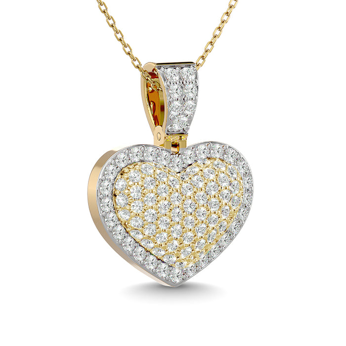 Diamond 2 ct tw Heart Pendant in 10K Yellow Gold With White Gold Touch