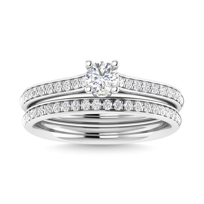 Diamond 3/4 Ct.Tw. Round Shape Bridal Ring in 14K White Gold